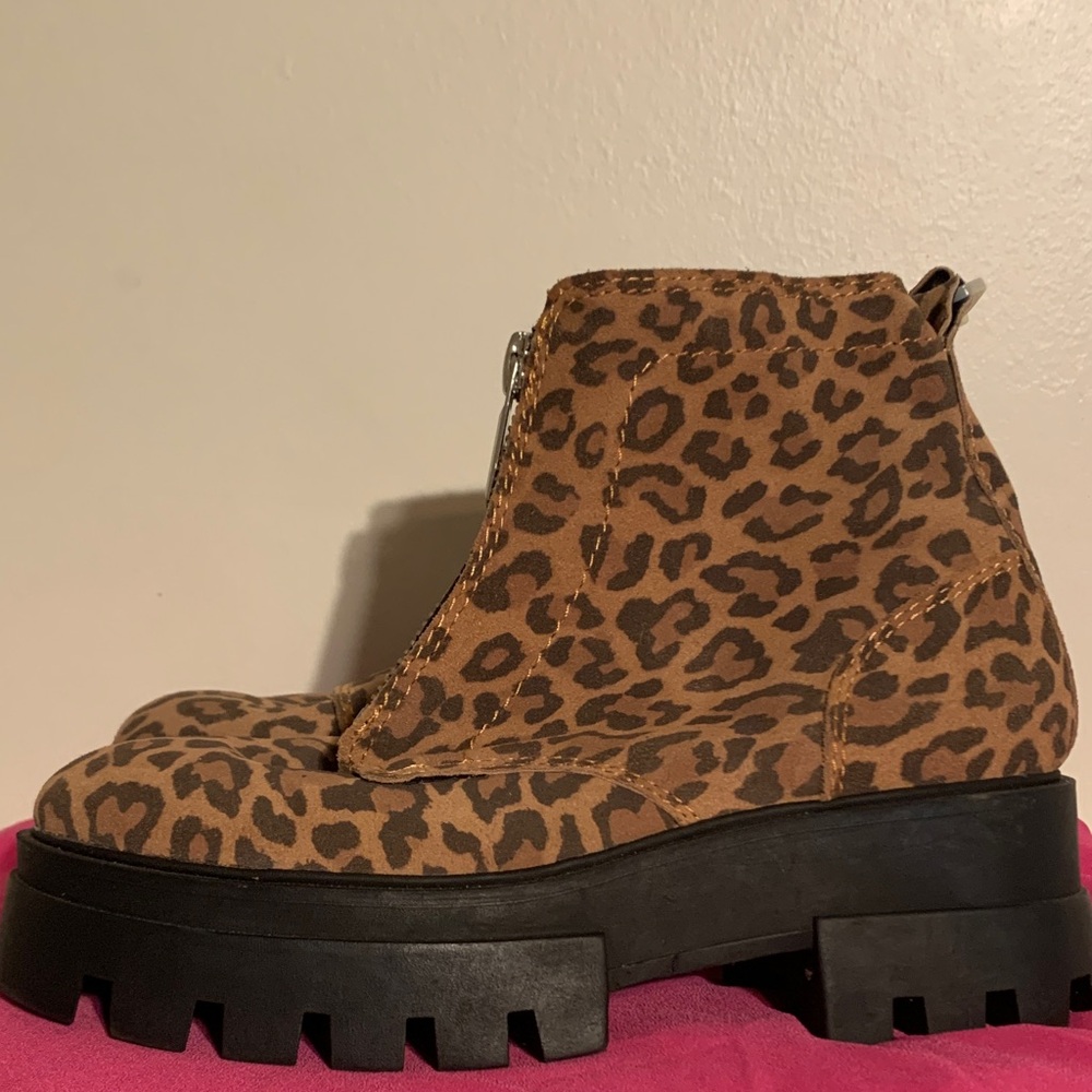 GB Girls Leopard Print Ankle Boots